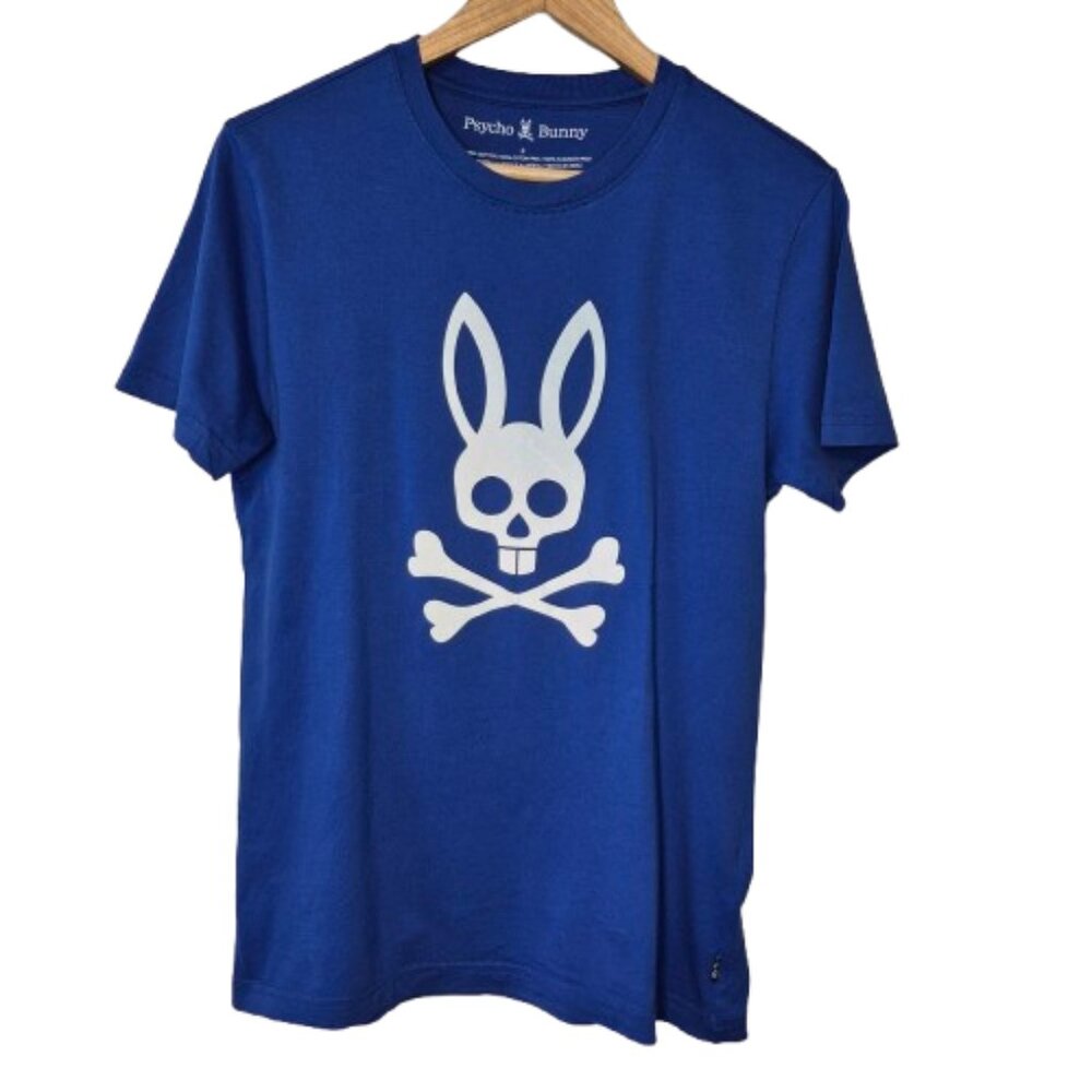 Psycho Bunny Royal Blue Short Sleeve T-Shirt with Reflective Graphic Size 3 = XS